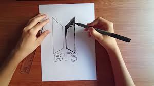 Take it one more step and add a colorful. How To Draw A Bts Logo Bangtan Logo Step By Step Cute Drawing Tutorials Youtube