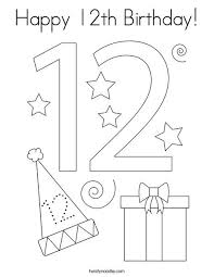 Happy 12th Birthday Coloring Page Twisty Noodle In 2020 Happy 12th Birthday Birthday Coloring Pages Coloring Pages