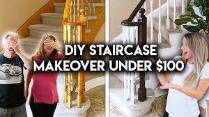 If you want your staircases to retain their traditional wooden appeal, yet have a tasteful makeover that fits a low budget adding faux planks to your staircase walls and steps is another amazing diy makeover you can go for. Diy Staircase Makeover Under 100 Updating Oak Banister Youtube