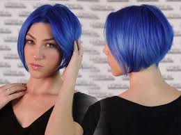 Ladies who still are searching for best ever shades of hair colors to convert their bob looks into elegant look they must. Sleek Graduated Bob With Center Part And Royal Blue Hair C Flickr