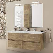 His and her bathroom vanities. 48 Natural Double Floating Vanity With His And Her Integrated Porcelain Sinks On Sale Overstock 32167337