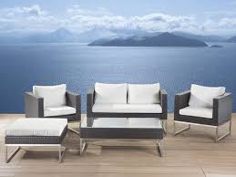 Lounge Set Rattan Braun 5 Sitzer Auflagen Weiss Crema Gartenmobel Sets Rattan Mobel Garten Lounge Mobel
