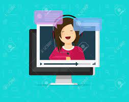 Download now to get started! Video Chatting Online On Computer Vector Illustration Flat Cartoon Video Player Window With Speaking Happy Girl And Bubble Speeches Messages On Pc Concept Of On Line Chat App Internet Talk Call Royalty Free