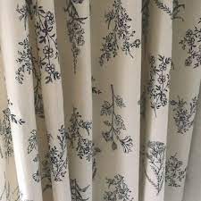 Vintage Botanical Washed Linen Cotton Curtain Navy Blue Etsy In 2021 Floral Curtains Washed Linen Curtains