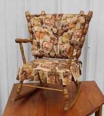 Vintage Childrens Wooden Rocking Chair With Pads 1960s Ships Patriot Usa Fabric Wooden Rocking Chairs Rocking Chair Chair