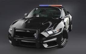 Ford Mustang Black Police Car Front View Wallpaper Police Cars Ford Mustang Car