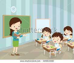 Teacher Teaching Students In Classroom World Book Day Back To School Stationery Book Children C Teacher And Student Images Teacher Cartoon Teacher Picture