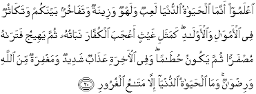 Va lav caaalneahu kur'eanan aa'camiyyan la kealoo lav lea fussilat eayeatuh(eayeatuhu), a aa'camiyyun va aaraabeey(aaraabeeyyun), kul huva lillazeena eamanoo hudan va shifeaun, vallazeena lea yoo'minoona fee eazeanihim vaakrun va hoova aalayhim aamea(aaman). Quran Surah Al Hadid 20 Qs 57 20 In Arabic And English Translation Alquran English