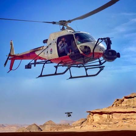 Helis and Drones working together in harmony 🚁🎥🕹️ filming the newest  #Aladdin movie. The Shotover K1 and Arri Alexa 65 were used on the heli,  shooting VFX photogrammetry out of the open