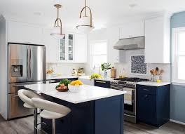 The flooring, windows, and walls will also be important to the design while kitchen decorating ideas commonly focus on the accessories. Navy Kitchen Island Design Ideas