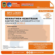 Lowongan kerja pt pos indonesia (kantor pos) medan. Diskominfo Purwakarta On Twitter Info Loker Sobatnet Yang Memenuhi Persyaratan Untuk Bergabung Menjadi Mitra Kantor Pos Purwakarta Silahkan Mengirimkan Lamaran Via Pos Express Batas Akhir Masuk Lamaran Tanggal 06 Maret 2021 Simak