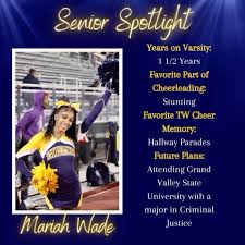 💙💛SENIOR SPOTLIGHT💛💙, ✨Mariah Wade✨, Thank you for your hard-work,  leadership, and dedication to this program thus far. We love you!!