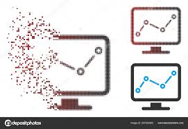 Dust Pixel Halftone Chart Monitoring Icon Stock Vector
