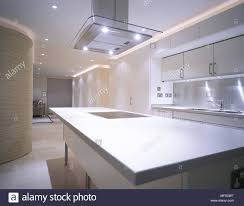 modern, open kitchen with a tiled floor