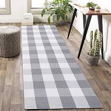Black And White Buffalo Check Rug Runner Buffalo Plaid Check Rug Runner 2 X 6 Grey Plaid Farmhouse Runner Rug Gray Area Runner Rug Checkered Washable Outdoo In 2020 Grey Rugs Rug Runner Contemporary Rug