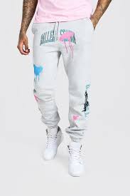 Think joggers are just for lazy days? Man Official Jogger With Graffiti Print Boohooman