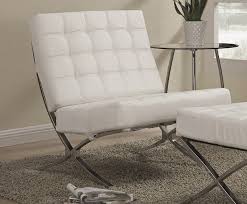 Barcelona White Leather Accent Chair Comfortable Chairs For Bedroom Lounge Chairs Living Room Contemporary Accent Chair