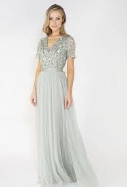 Sage V Neck Delicate Sequins Tulle Dress Tulle Dress Tulle Skirt Wedding Dress Sequin Top Dress