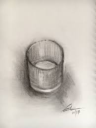Empty Tumbler Glass Quick Charcoal Drawing Pencil Drawings Portrait Drawing Pencil Case Art