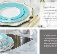 " OCCASIONS " 40 Plates Pack, Heavyweight Disposable Wedding Party Plastic Plates (10.5'' Dinner Plate, Imperial Aqua & Gold)