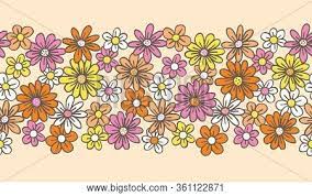 Floral pattern border large vector. Retro Palette Hand Vector Photo Free Trial Bigstock