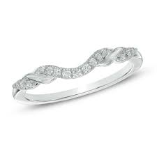 1 8 Ct T W Diamond Ribbon Wrapped Contour Wedding Band In 14k White Gold Zales Contour Wedding Band Diamond Wedding Bands Yellow Gold Wedding Ring