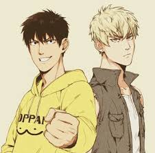 Past Saitama And Genos So Basically Saitama Has Hair And Genos Is Human One Punch Man Anime One Punch Man Saitama One Punch Man