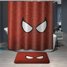 Spiderman Bathroom Decor Shower Curtain 100 Polyester 12 Hooks Bath Mat 71x71 Unbranded Classi Fabric Shower Curtains Bathroom Decor Bathroom Decor Colors