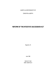 Reform Of The Intestate Succession Act