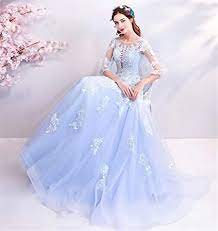 Oftmals wird auch schon standesamtlich im dirndl geheiratet und dabei ein farbiges hochzeitsdirndl getragen. Lyjfsz 7 Hochzeitskleid Hellblau Spitze Tull Perlenstickerei Kleid Bankett Party Abendkleid Amazon De Bekleidung