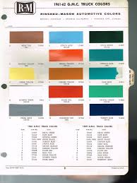 1961 1962 Gmc Truck Color Chip Paint Sample Brochure Chart