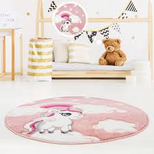Kinderteppich spielteppich kinderzimmer teppich einhorn design mit konturenschnitt pink creme türkis größe 80x150 cm. Kinderteppich Kinderzimmer Teppich Hochwertig Bueno Sterne Wolken Regenbogen Einhorn Pony Kinderzimmer Rosa Myshop24