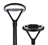 20W Premium Solar LED Post Top Light - Lucanti Series - 4,000 Lumens -  3000K - Slip Fit - Architectural Solar LED Area Light - Black Housing