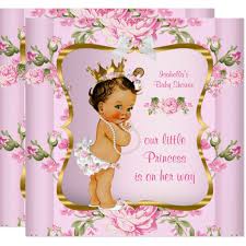 Princess Baby Shower Pink Gold Floral Brunette Card Baby Shower Princess Floral Baby Shower Custom Baby Shower Invitations