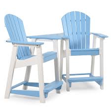 Oceanside Outdoor Poly Lumber Adirondack Counter Height Settee With Table Leaders Casual Furniture Outdoor Chairs Poly Lumber Poly Furniture