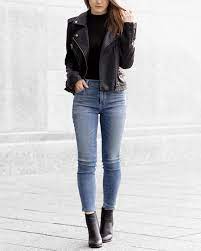 Leather Jacket Skinny Jeans Leather Jacket Outfits Street Style Outfits Winter Fall Boots Outfit