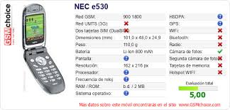 Datos del móvil en tu página NEC e530 ...