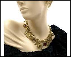 Reserved For Jodi Gold Charm Necklace 16 Charms On Thick Etsy Gold Charm Necklace Thick Gold Chain Vintage Necklace