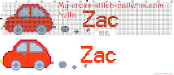 You could, for example, stitch a. Zac Name With Toy Car Cross Stitch Patterns Free Cross Stitch Patterns Simple Unique Alphabets Baby