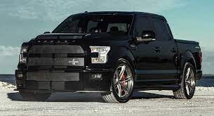 Carroll shelby was an early pioneer in high performance street trucks, beginning with his first production version almost 30 years ago. Shelby F 150 Super Snake Complements Sinister Looks With Brushed Titanium Rims Carscoops Ford Trucks Ford Pickup Trucks Ford Trucks F150