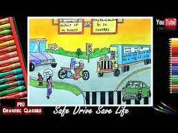 Save Drive Safe Life Drawing Drawing Competition Easy Drawings Road Safety Poster