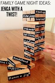 Family Game Night Ideas Jenga With A Twist Family Games Family Fun Night Game Night