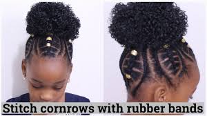 Stitch Cornrows Using Rubber Bands For Kids Blackhairstyles Kids Hairstyles Kids Braided Hairstyles Easy Hairstyles For Kids