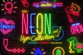 Customizable adobe after effects downloads. Retro Neon Sign Collection Volume One In Illustrations On Yellow Images Creative Store