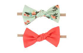 Mint Floral And Salmon Baby Headband Bow Set Britts Bows