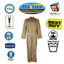 Seaview 100 Cotton Zip Khaki Coverall Size S 4xl Durasafe Shop