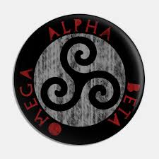 Triskelion Alpha Beta Omega Teen Wolf Pin Teepublic Not particularly satisfied with how i capture the face, but i merci cappi i just started watching teen wolf for the sake of derek hale <3 he is so frickin' hot! triskelion alpha beta omega