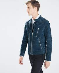 Blue Sueded Perfecto Zara A W 2015 The Best Jacket Of Zara Since Long Time Ripped Jeans Men Men S Leather Jacket Zara