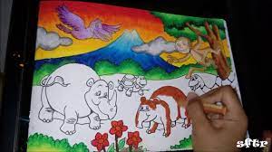 Contohnya saat mewarnai bunga mawar, maka bagian terluar objek warnailah dengan warna merah, kemudian. Cara Mewarnai Gambar Dengan Crayon Gajah How To Color With Oil Pastels Youtube