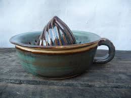 Ceramic Citrus Juicer In Country Blue Earthenware Pottery Ceramics Juicer
